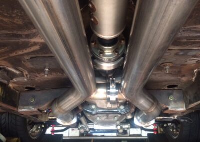 Stainless dual exhaust with v-band connections and Flowmaster mufflers