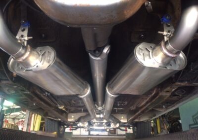 Stainless dual exhaust with v-band connections and Flowmaster mufflers