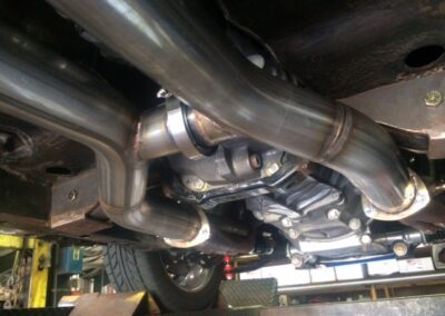 Stainless dual exhaust with v-band connections and Flowmaster mufflers